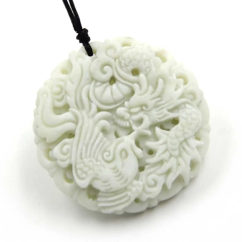 Natural White jade Dragon Phoe - Women'S Fashion Jewellery recension och pris