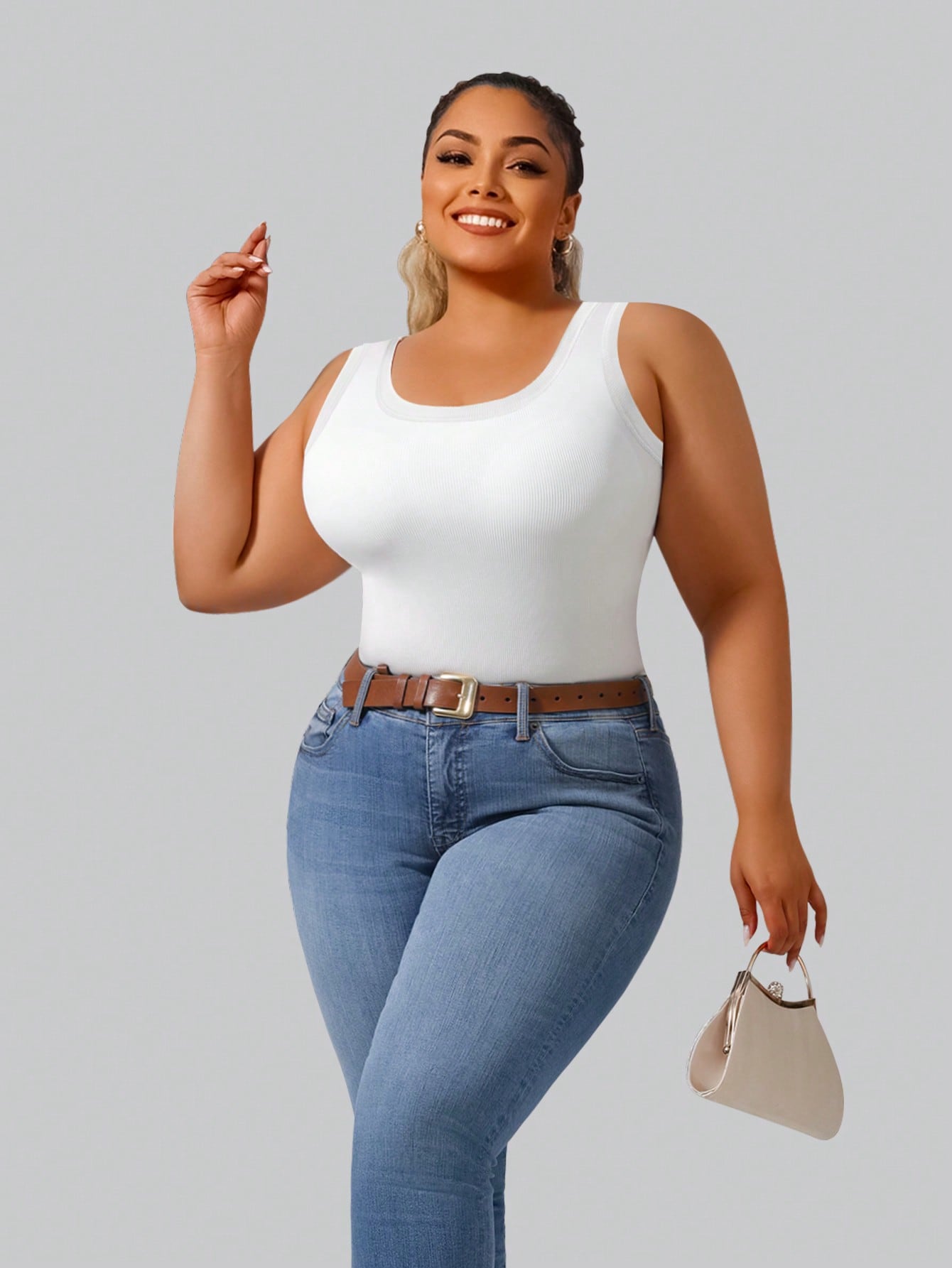Plus Size Women's Solid Ribbed - Lace Trim Cami recension och pris