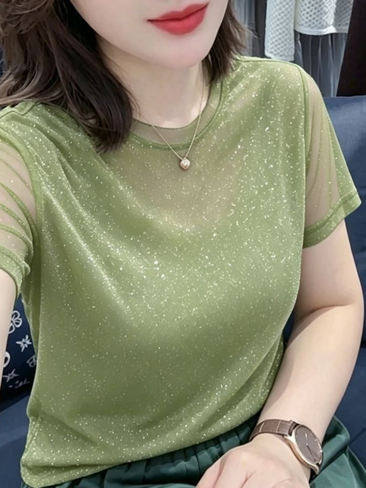 Shiny Sequin Elastic Net Sleev - Women Fashion Over The Years recension och pris